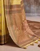 Yellow Cotton Woven Saree