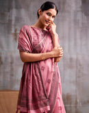 Rose Pink Cotton Woven Saree