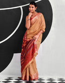 Peach Cotton Silk Woven Saree