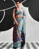 Grey Cotton Silk Woven Saree