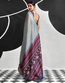 Grey Cotton Silk Woven Saree