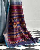 Grey Cotton Silk Woven Saree