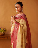Cream Silk Woven Kanjivaram Saree