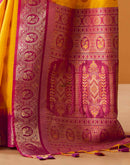 Yellow Silk Woven Kanjivaram Saree