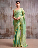 Pista Green Tissue Silk Woven Banarasi Saree