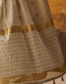 Beige Cotton Chanderi Woven Saree