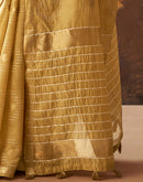 Dusty Mustard Yellow Cotton Chanderi Woven Saree