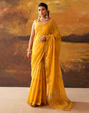 Yellow Cotton Chanderi Woven Saree