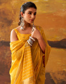 Yellow Cotton Chanderi Woven Saree