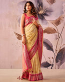 Cream Tussar Silk Woven Kanjivaram Saree