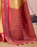 Cream Tussar Silk Woven Kanjivaram Saree