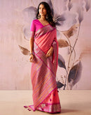 Pink Tussar Silk Woven Kanjivaram Saree