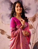 Pink Tussar Silk Woven Kanjivaram Saree