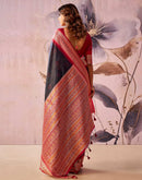 Black Tussar Silk Woven Kanjivaram Saree