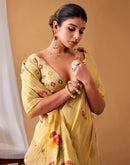 Golden Tissue Silk Woven Floral Saree