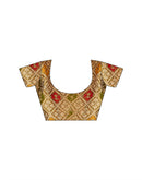 Dark Mustard Green Tissue Silk Woven Floral Saree