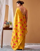 Yellow Tissue Silk Woven Floral Saree