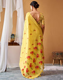 Mustard Yellow Tissue Silk Woven Floral Saree