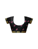 Black Cotton Printed Woven Border Saree