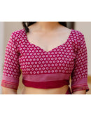 Pink Georgette Printed Lace Saree