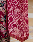 Pink Georgette Printed Lace Saree
