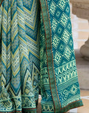 Grey Georgette Ikkat Printed Lace Saree