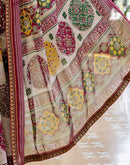Dusty Beige Georgette Printed Lace Saree