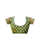 Green Georgette Printed Lace Saree