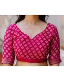 Dark Rani Pink Georgette Printed Lace Saree