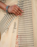 Off White Linen Printed Saree