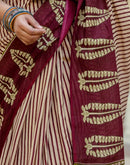 Beige Cotton Printed Saree