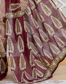 Beige Cotton Printed Saree