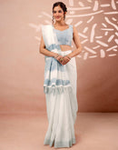 White Linen Woven Border Saree