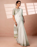 White Linen Woven Border Saree
