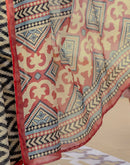 Beige Linen Printed Saree