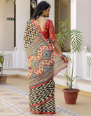 Beige Linen Printed Saree