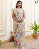Dusty Pista Green Linen Printed Saree