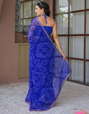 Blue Chiffon Bandhani Printed Saree