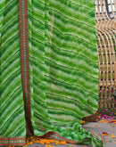 Parrot Green Georgette Laheriya Printed Saree