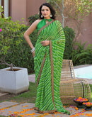 Parrot Green Georgette Laheriya Printed Saree