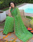 Parrot Green Georgette Laheriya Printed Saree