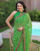 Parrot Green Georgette Laheriya Printed Saree