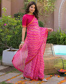 Pink Georgette Laheriya Printed Saree