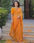 Yellow Georgette Laheriya Printed Saree