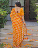 Yellow Georgette Laheriya Printed Saree