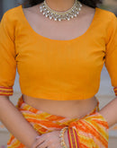 Yellow Georgette Laheriya Printed Saree