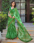 Parrot Green Georgette Laheriya Printed Saree