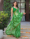 Parrot Green Georgette Laheriya Printed Saree