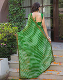 Parrot Green Georgette Laheriya Printed Saree