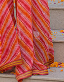 Orange Georgette Laheriya Printed Saree